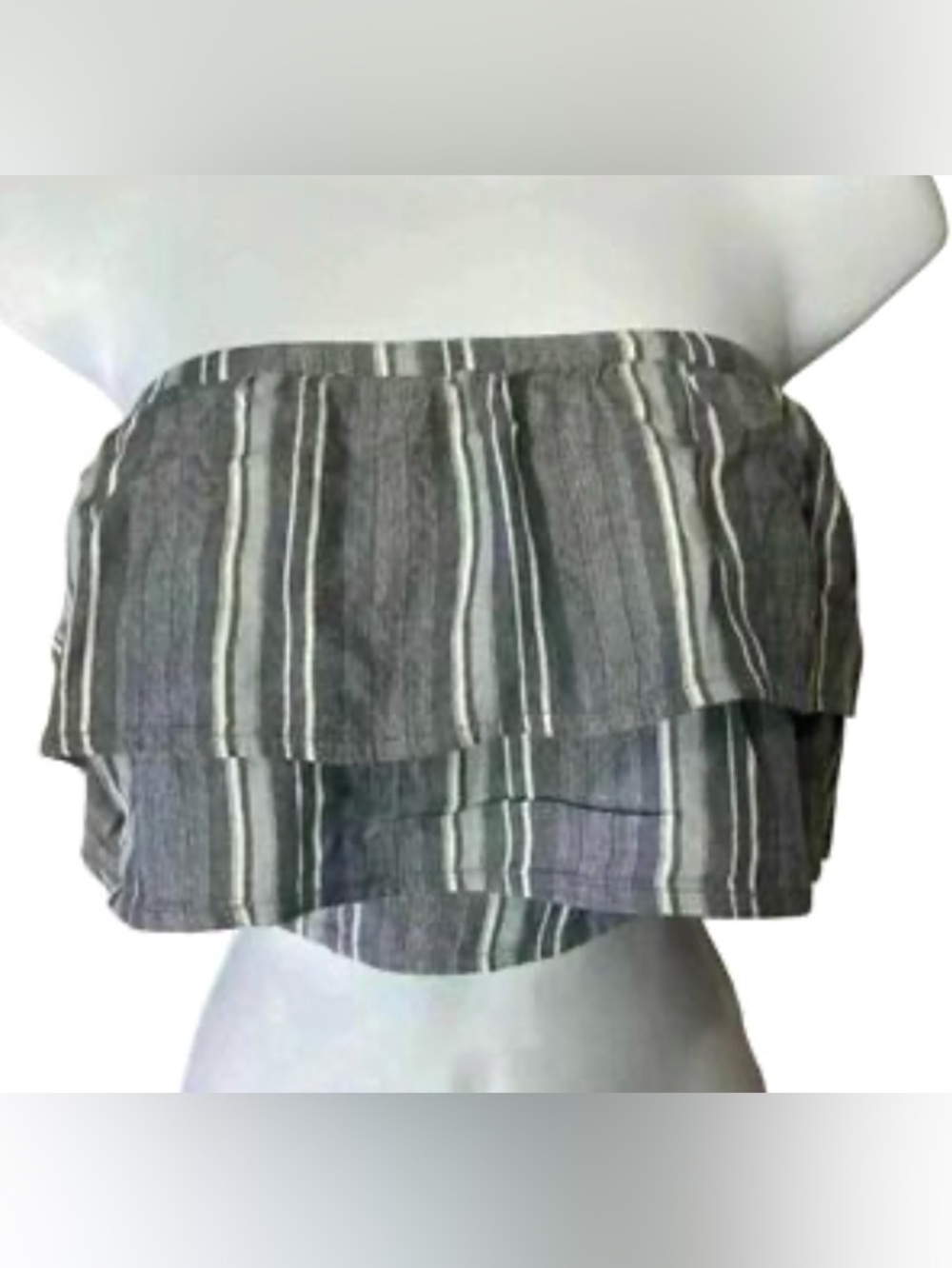 Hollister Strapless Ruffle Tube Top Size M Blue Gray Floral Y2K Coquette 2014